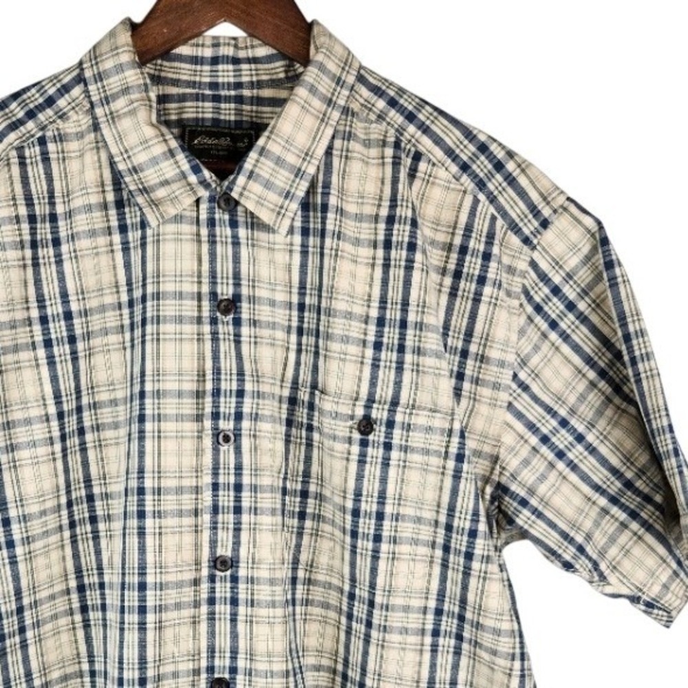 Eddie Bauer Mens Plaid Short Sleeve Button Up Shirt‎ XL